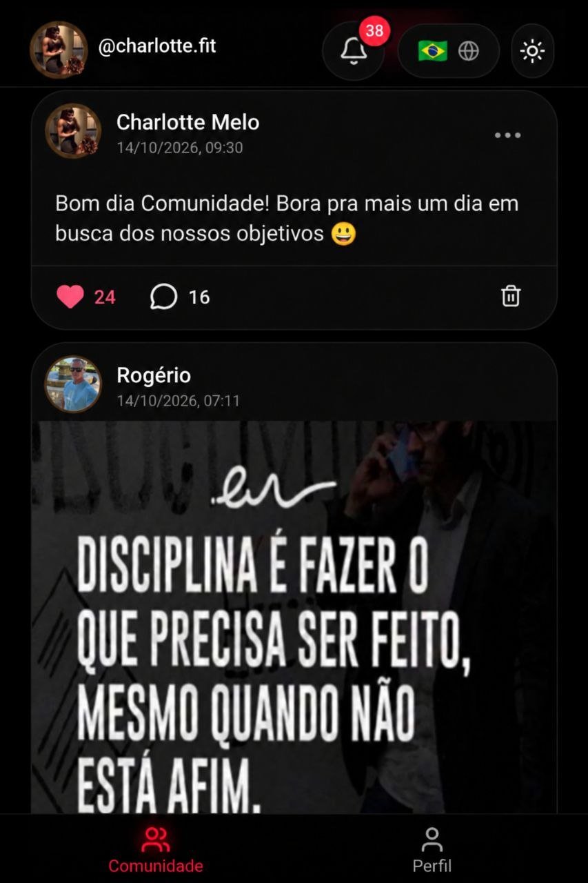 Feed da Comunidade EVOLV com publicações de incentivo e interações