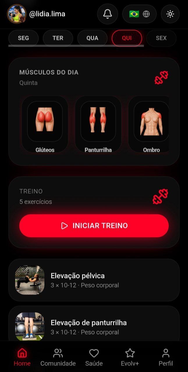Seu treino do dia no EVOLV