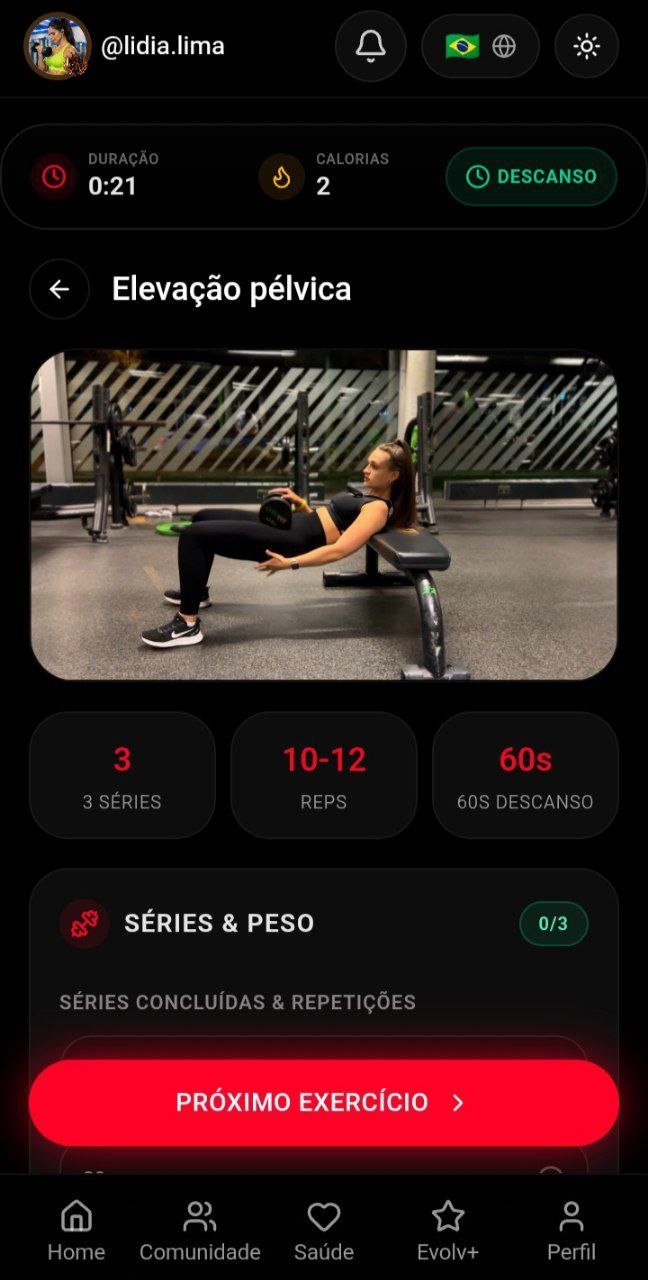 Exercício com vídeo e orientações na tela